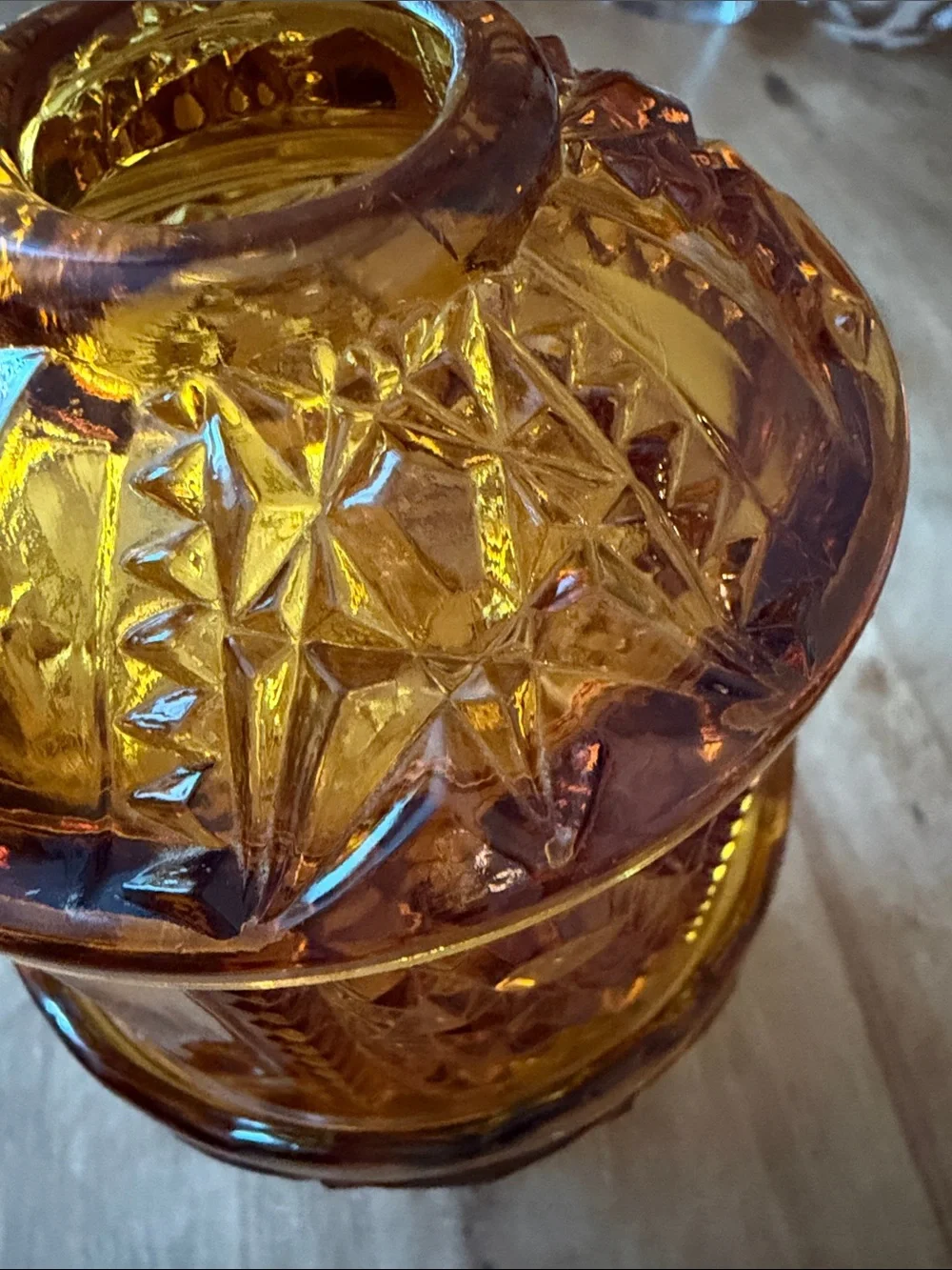 Indiana Glass Amber Pressed Glass Fairy Lamp